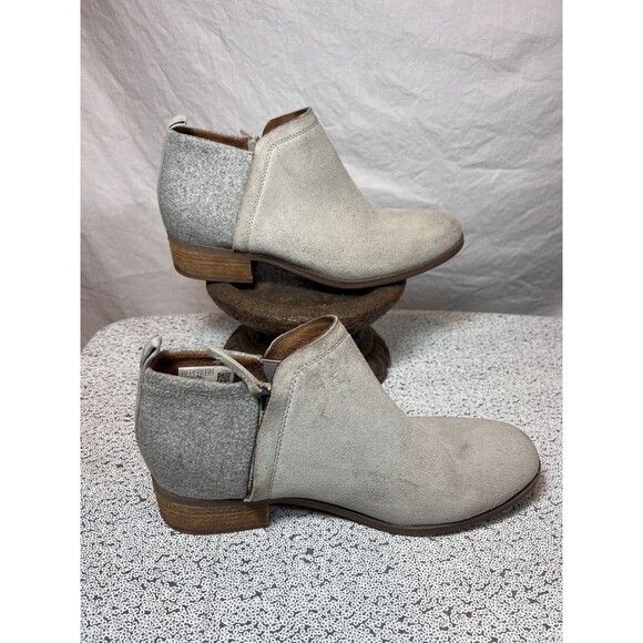 TOMS Two Tone Suede Zip Booties | Size 10 | Gray | Lt. Gray - Picture 3 of 8